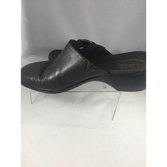 Clarks Womens Shoes Mules Size 8M Brown Leather With Buckle - Picture 6 of 12